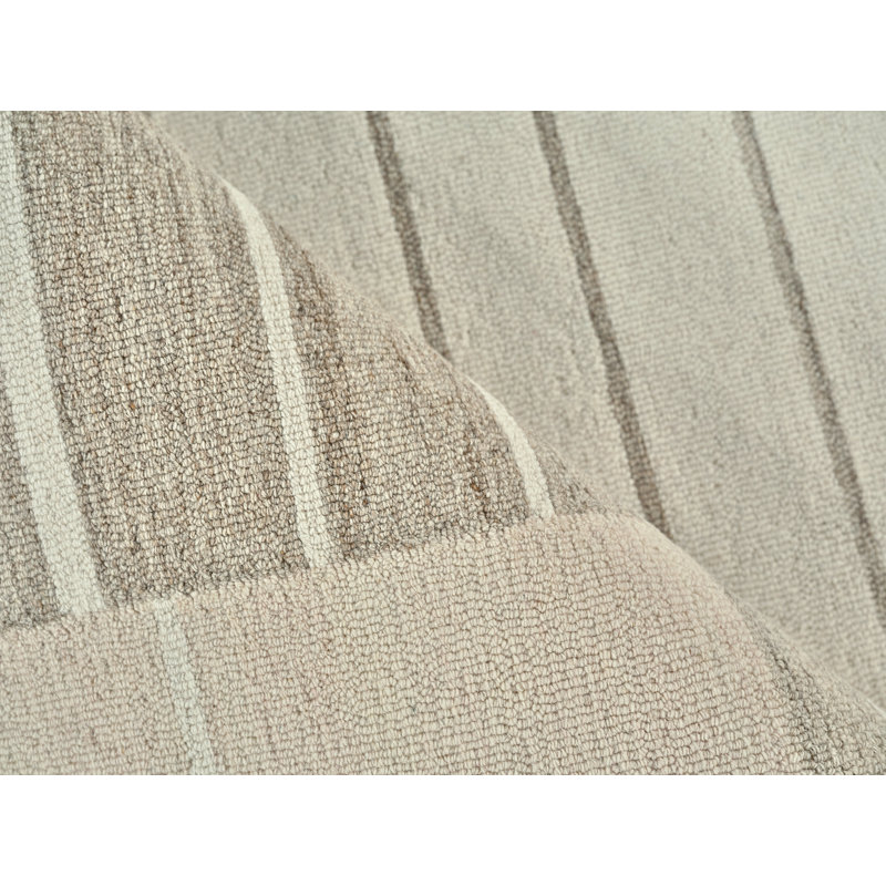 Exquisite Rugs Castine Handmade Hand-Tufted New Zealand Wool On Canvas Beige/Ivory Area Rug, Rectangle 8' x 10'