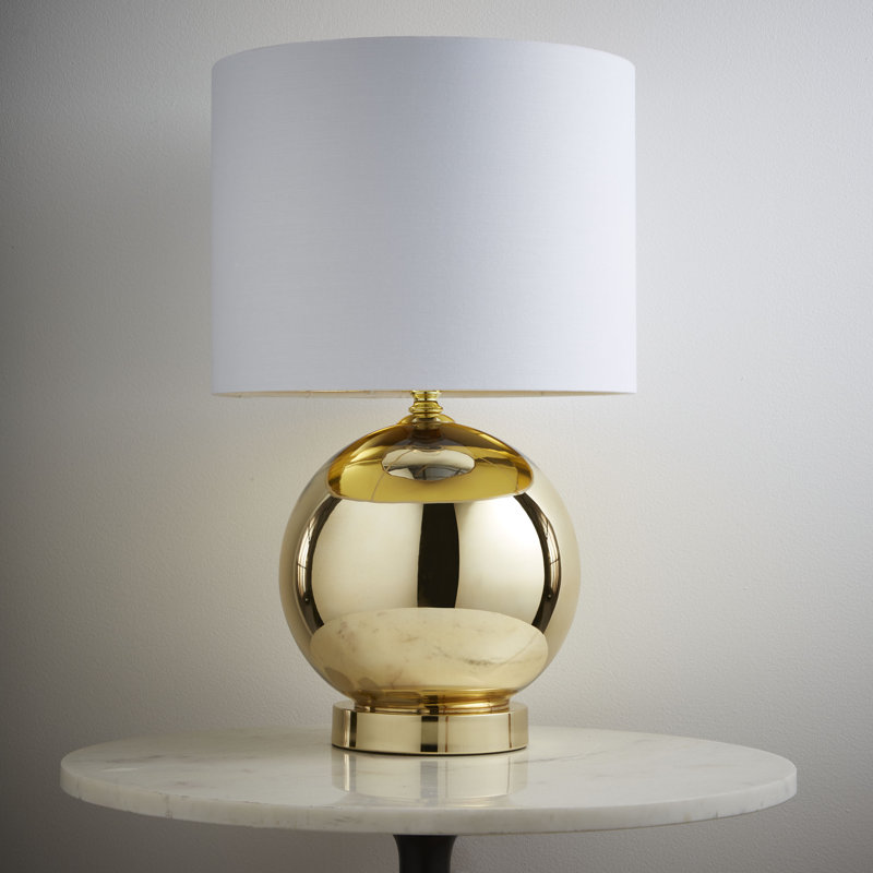 Alyn Table Lamp, Polish Brass/White