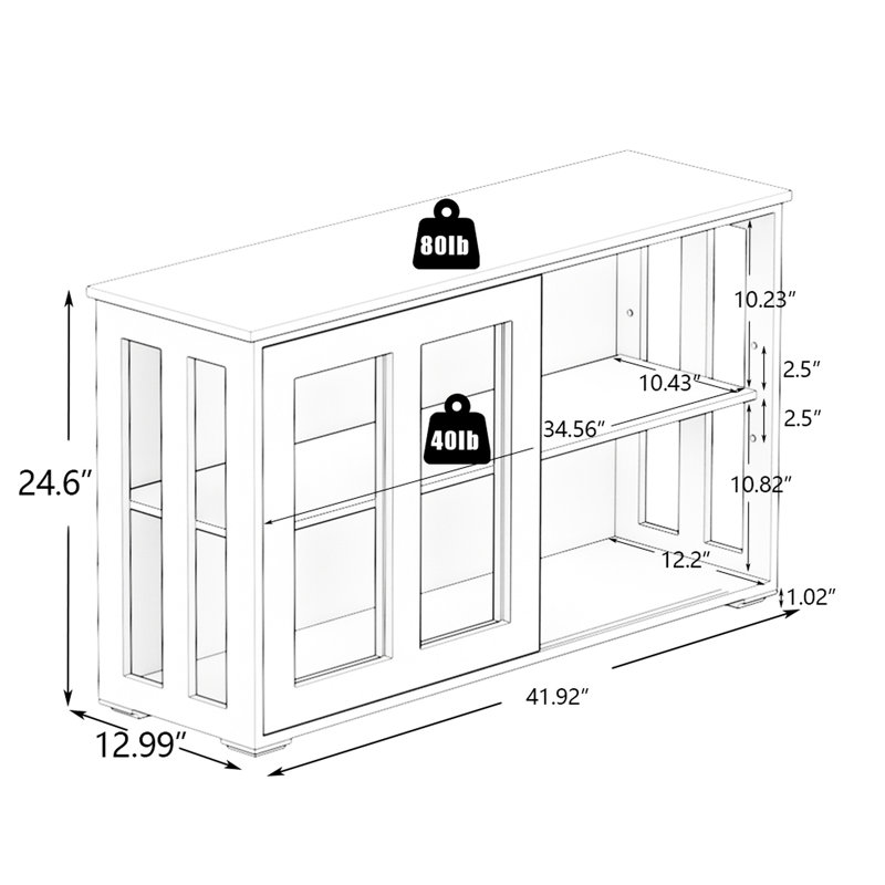 Meuble de rangement pour cuisine avec porte en verre - noir. Fabrication durable. Grand espace: deux portes coulissantes et tablettes réglables. Stabilité du fond antidérapant. Facile à assembler. Finition peinte.