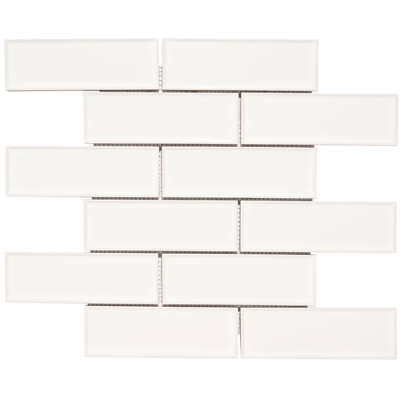 Porcelain Brick Joint Mosaic Pattern Tile, White