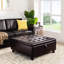 Grande table basse avec repose-pieds capitonné et capitonné avec rangement et dessus carré 35,43 po Ciara-200091324