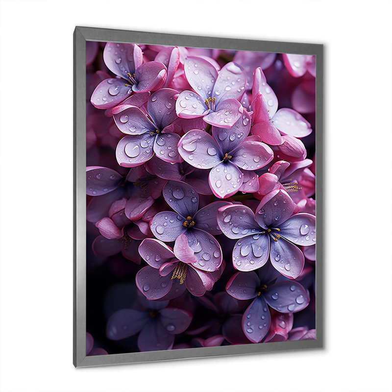 «Flowers Whispering Lilacs» sur impression sur toile, Cadre photo argenté, H 20 po x l 12 po x P 1 po