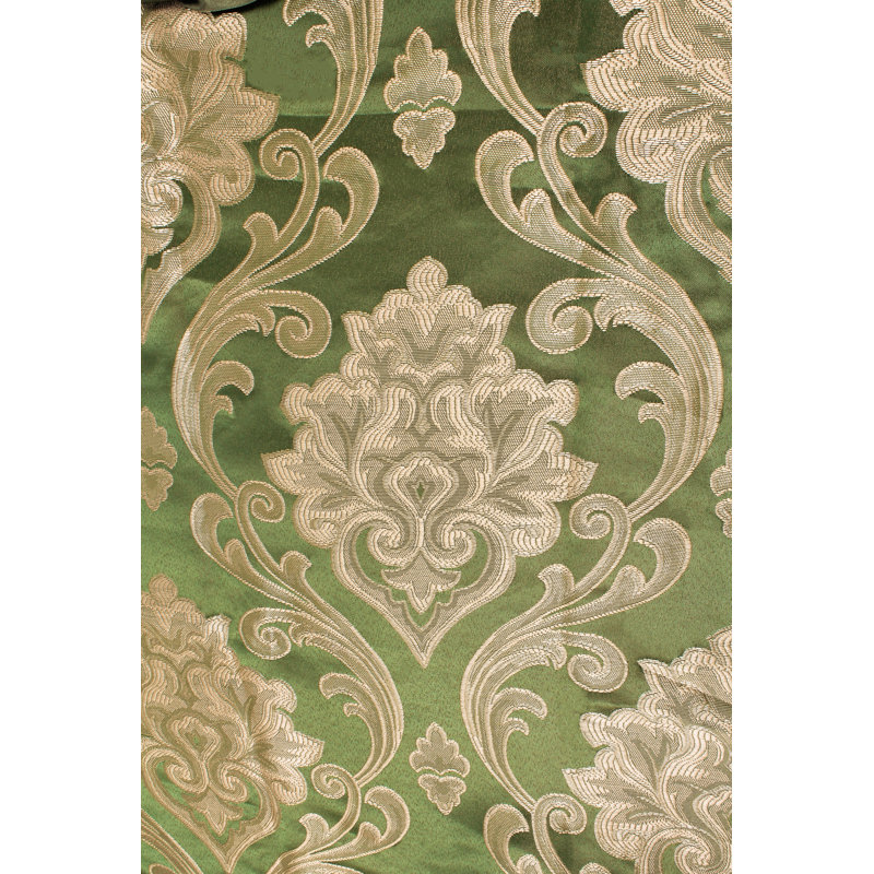 Sage Polyester Room-Darkening Floral Curtain Panel Pair
