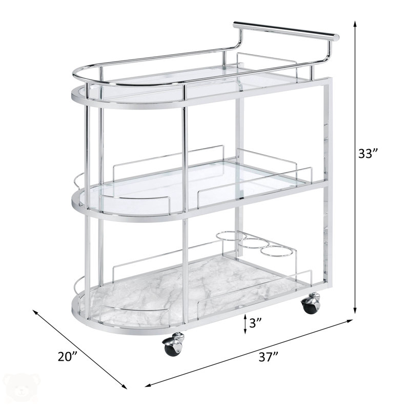 Martavious Bar Cart in Clear and Chrome