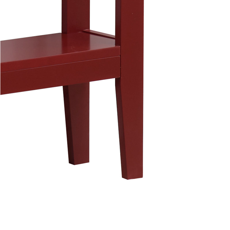 Narrow Console Table with 2-Tier Storage Shelf, Wood Entryway Table or Slim Sofa Table for Hallway or Behind Couch, Red