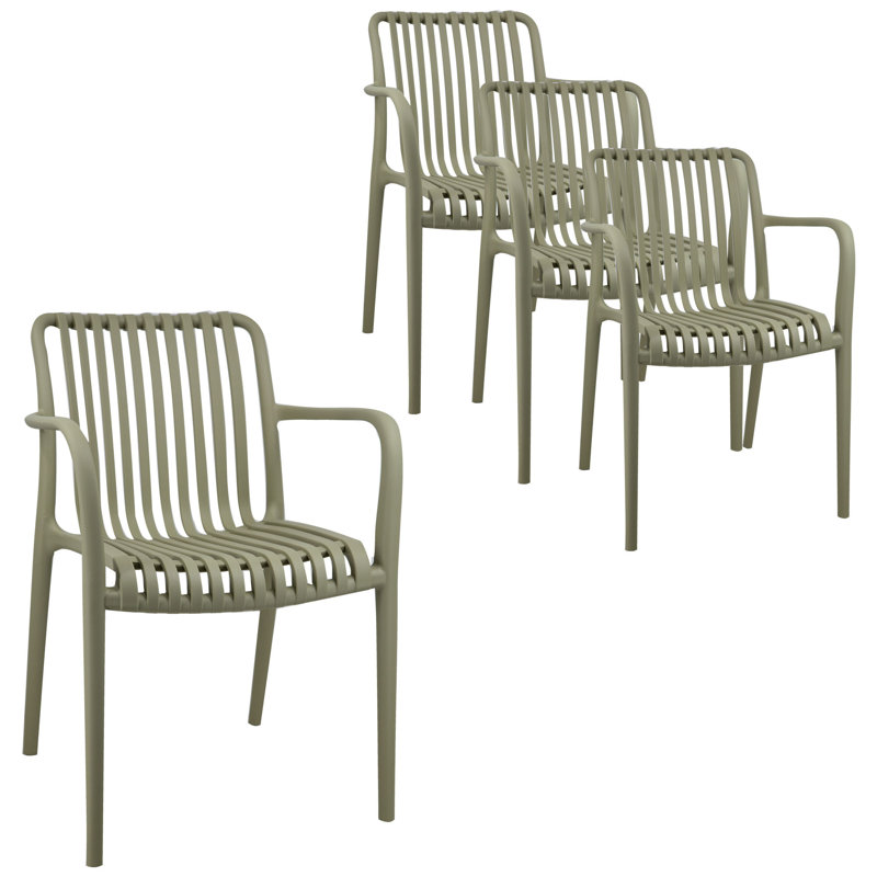 Stackable Outdoor Patio Dining Armchair, Green