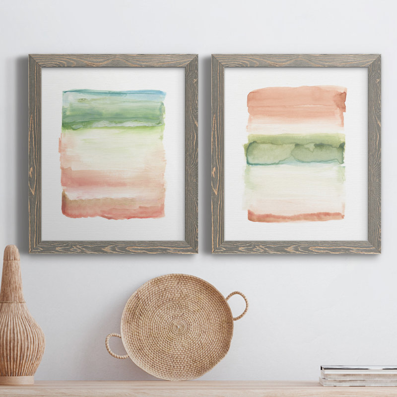 Skye I - Ensemble de 2 peintures sur toiles encadrées, H 24 po x l 36 po x P 1,5 po, Encadré gris
