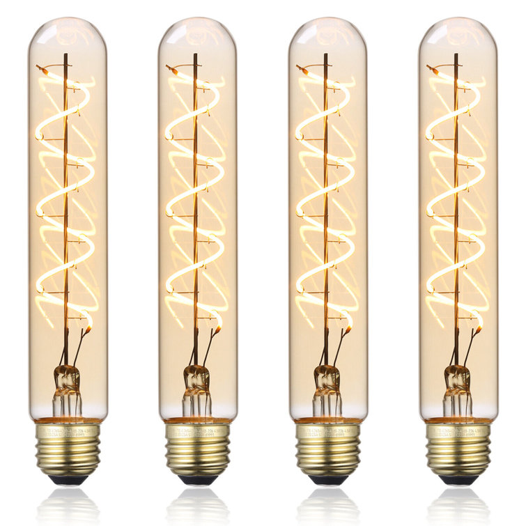 LED Vintage Filament Bulb T10, Tubular Edison Bulb Dimmabl, E26 Base, Amber, 2000K Soft Warm