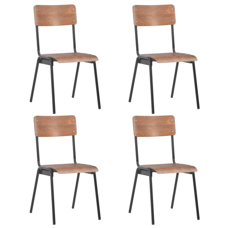 Jason 46cm H Stacking Side Chair in Brown, 4, Brown/Black