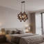 Lustre géométrique à hauteur réglable en bois 2 lumières