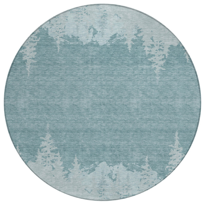 Machine Washable Indoor/Outdoor Chantille ACN2861 Lodge Rug, Silver, 8' Round