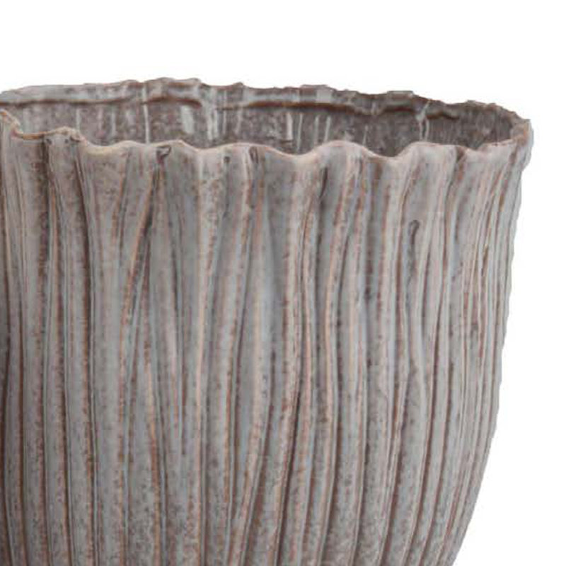 Ensemble de 2 pots à fleurs décoratifs, corps en céramique gris texturé