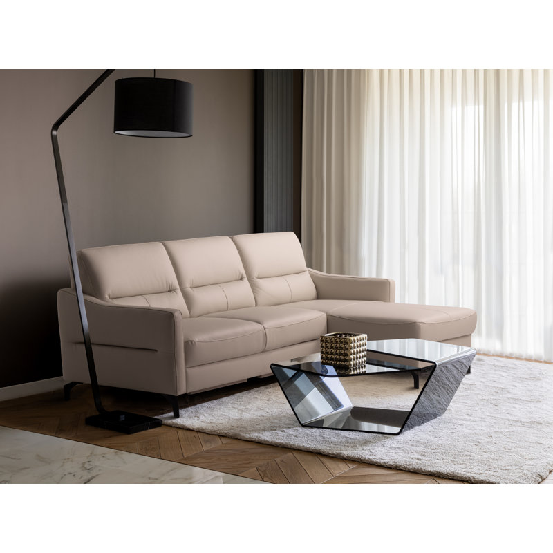 Falkirk Leather Corner Sofabed, Beige, Right Hand Facing