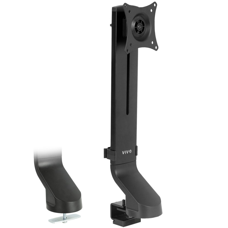 Black Steel Adjustable Single Monitor Mount for Standing Desk