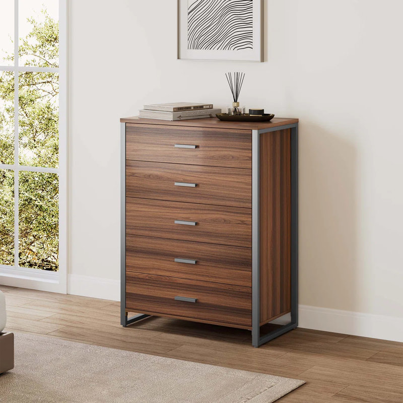 Buffet contemporain 5 tiroirs Chapeno, Grey