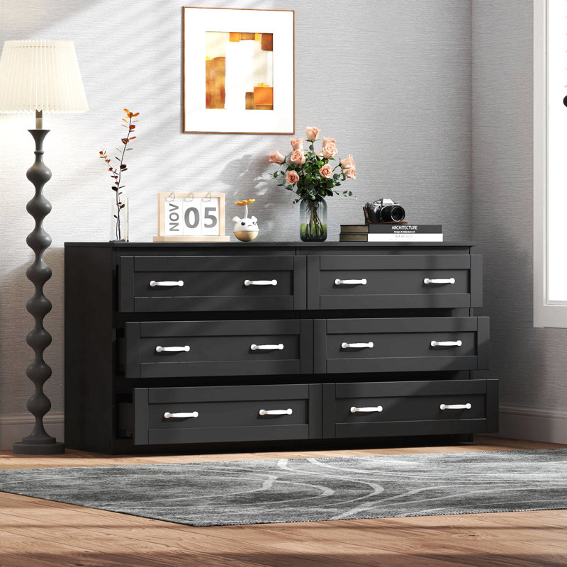 Armoire moderne avec 6 tiroirs, Noir