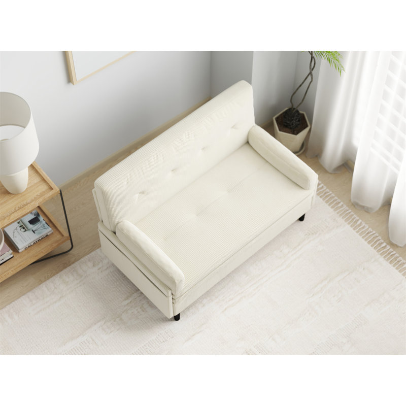 Causeuse 2 places, méridienne convertible et lit, Ivoire ivoire