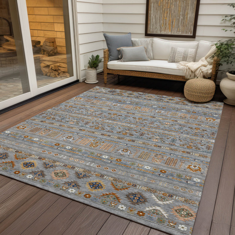 Machine Washable Indoor/Outdoor Brenden ACN2244 Navajo Rug, Rectangle 9' x 12'