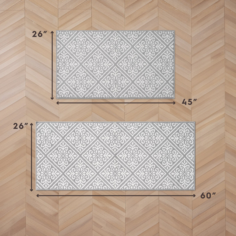 Austell Machine Woven Synthetic Geometric Area Rug, Light Gray