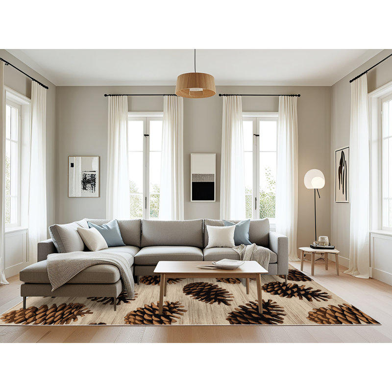 Tapis beige lavable à la machine, Rectangulaire 8 pi x 12 pi
