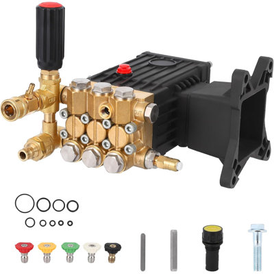 4000 PSI 4.4 GPM Horizontal Pressure Washer Pump - 1" Shaft Three-layer Plunger - Direct Drive Replacement Kit - All-purpose Fit for Gas Power Washers, Major Brands - Ideal for Home Renovation Tools