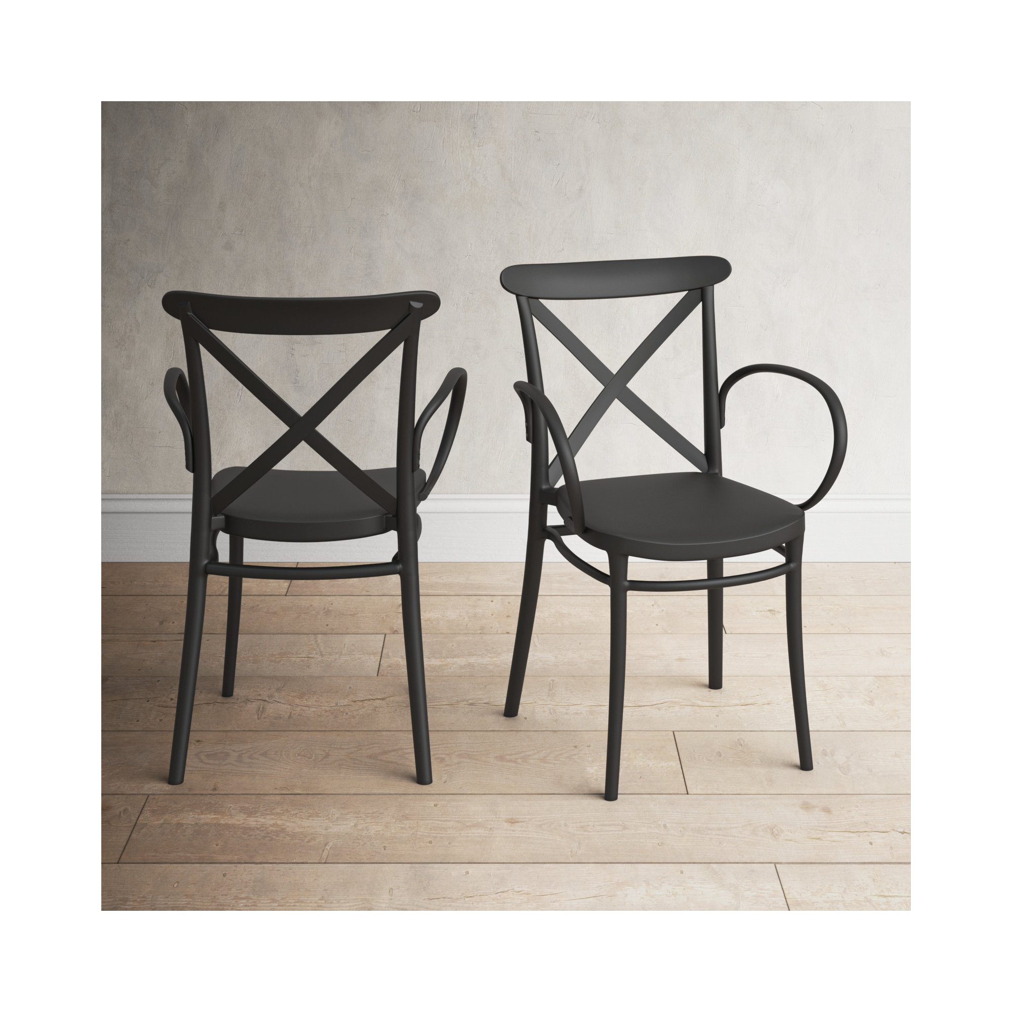 Kenne Anco Stacking Patio Dining Armchair, Black