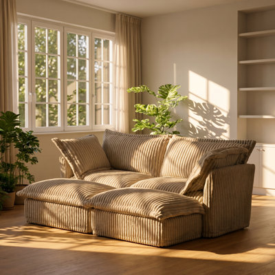 Canapé à 2 places avec 2 repose-pieds en velours côtelé l 84,4 po x P 55 po Urban Ins Urban Ins
