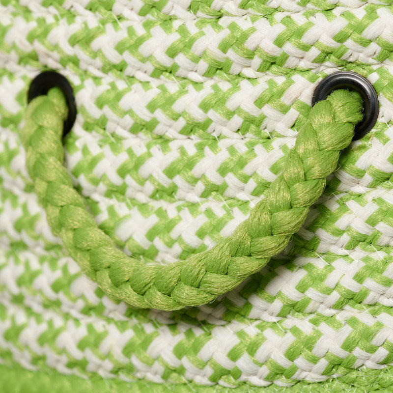 Ariadne Houndstooth Dipped Storage Basket, Lime, 14" H x 24" W x 24" D