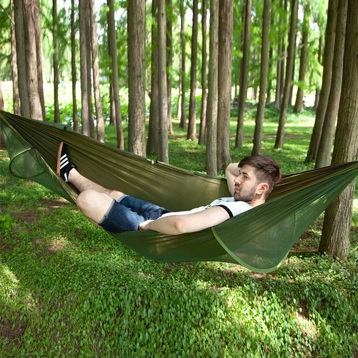 Single & Double Camping Hammock with Mosquito/Bug Net, 10ft