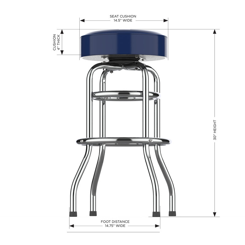 Commercial Grade Chrome Swivel Bar Stool with Vibrant Team Colors  , Tennessee Titans