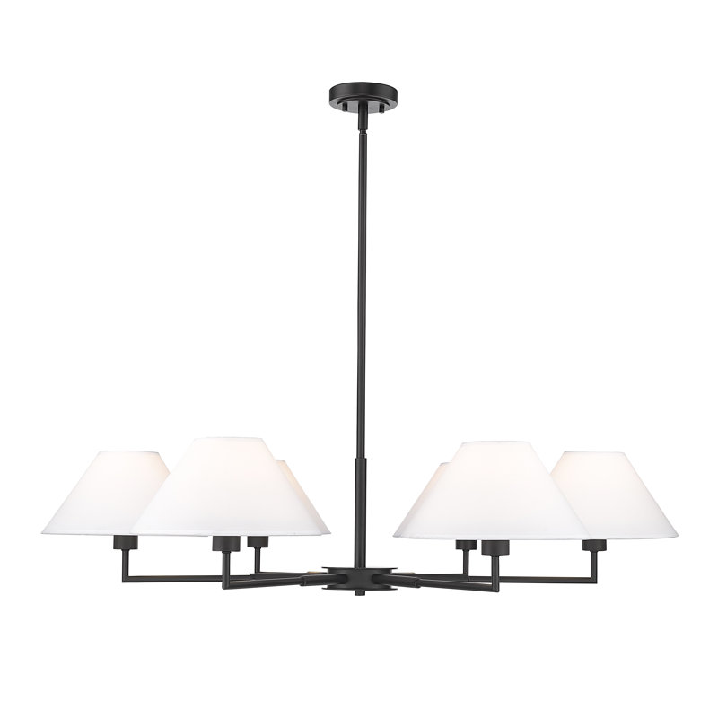 Lustre classique à 6 lumières à abat-jour Ryckman, Noir mat