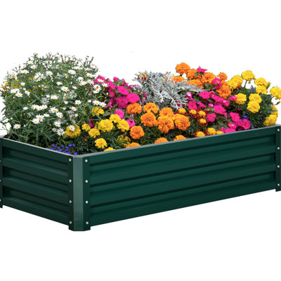 Jardinière surélevée en acier galvanisé de 122 cm x 61 cm x 30 cm - Embellissez votre jardin avec des fleurs colorées et des légumes frais pour un écosystème florissant. Dimensions : 117 cm L x 60 cm l x 30 cm H. Fonctionnelle.