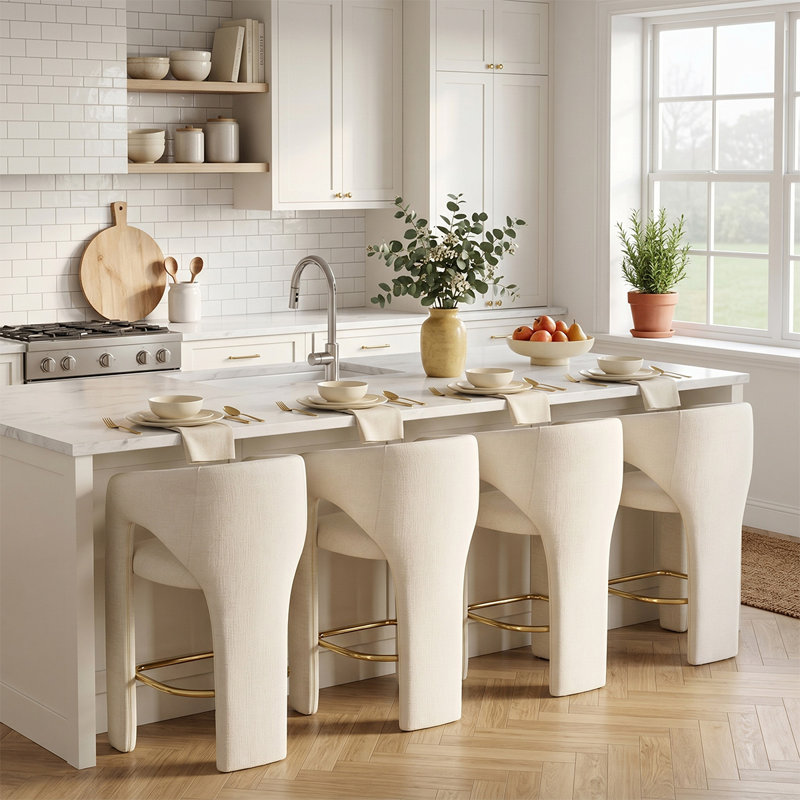 Tabouret de bar 24,5 po en chenille 24 po, Beige