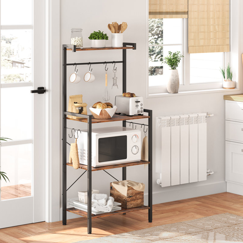 Kitchen Bakers Rack 4 Tiers Coffee Bar Station with Storage