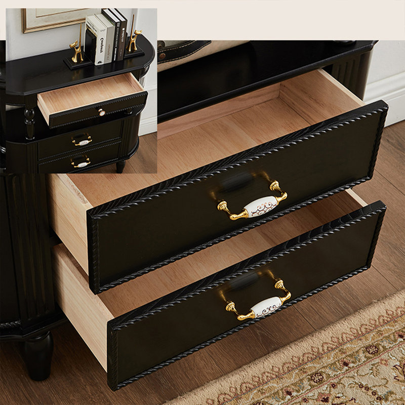Console noire en bois massif, 32.68" H x 39.37" W x 11.81" D