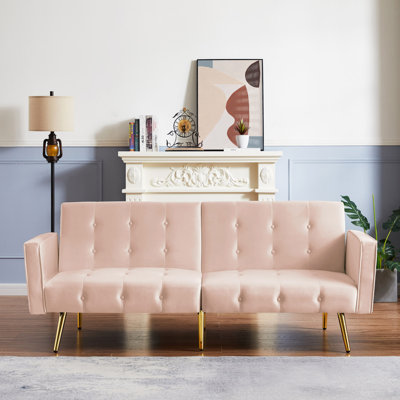 Rerucha 76.08 " Velvet Convertible Sofa