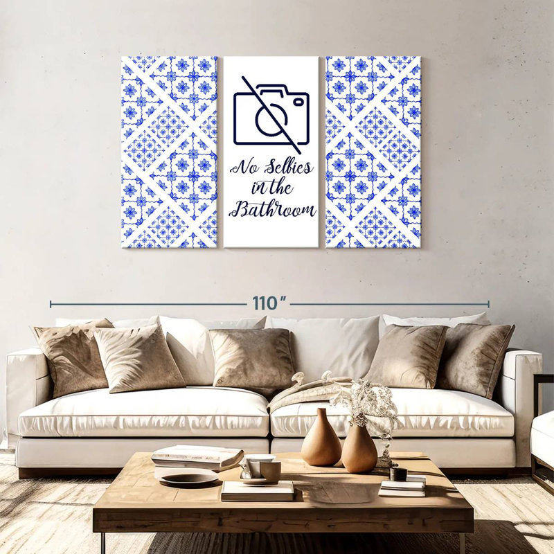 Plaque murale pour salle de bain Kema No Selfies, H 48 po x l 74 po