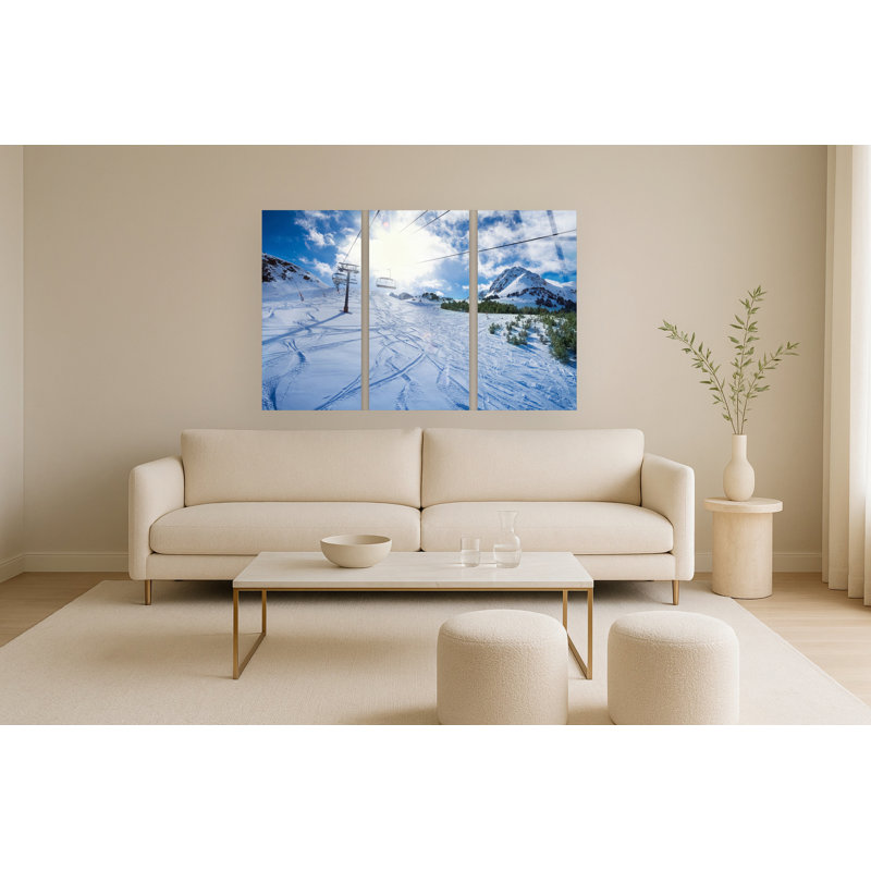 Ensemble d'art mural en verre trempé sans cadre Alpine Serenity - 60 po x 40 po - ensemble de 3