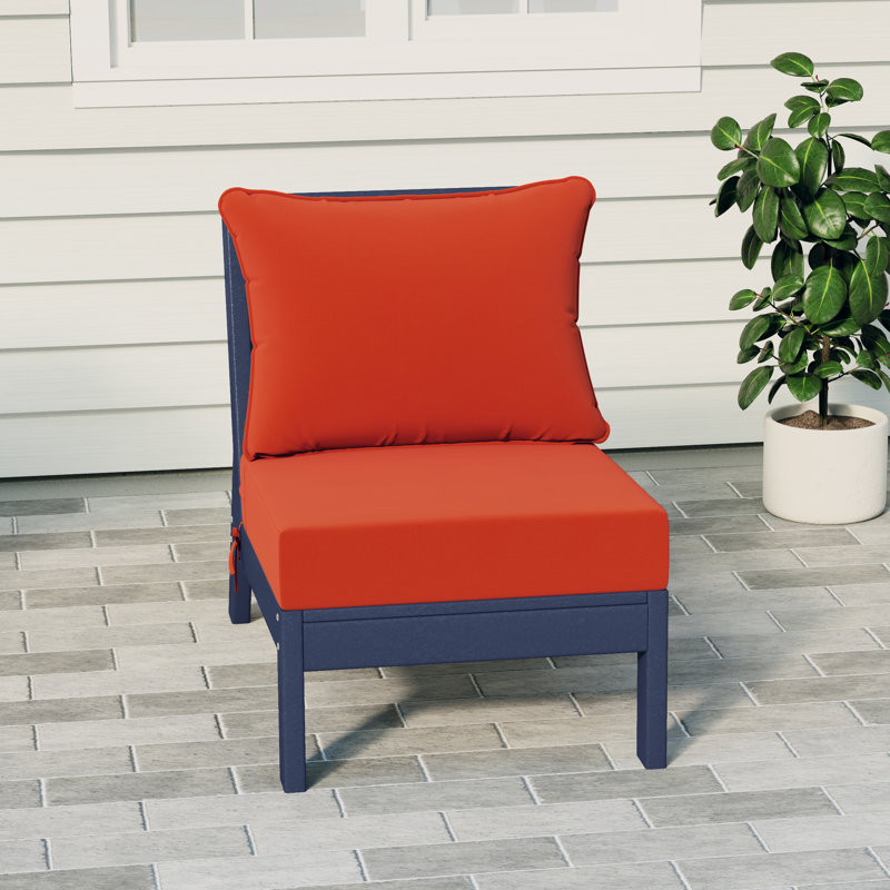 Chaise sans accoudoirs à assise profonde avec coussins, Orange, Navy Blue