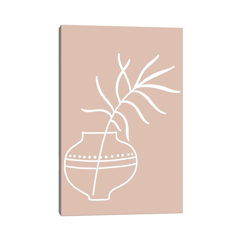 Inspired Pink Plant Silhouette Line Boho by Pixy Paper - Gallery-Wrapped Canvas Giclée on Canvas, Wrapped Canvas