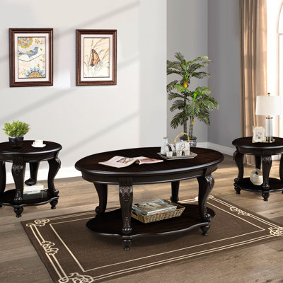 Coffee Table In Finish: 3 For Living Room, Antique Style, Wood Construction, Simple Assembly Required Room Collection: With & End Tables, Antique Desi