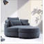 Grande chaise ronde avec rangement en tissu de lin pour le salon de l'hôtel avec coussins-522269651