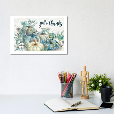«Blue Watercolor Harvest Pumpkin Off You I» par Tre Sorelle Studios - reproduction d'art
