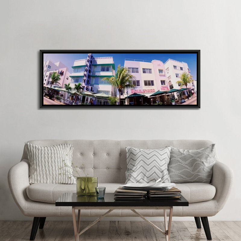 «Miami Beach, Florida», reproduction de photo sur toile, H 24 po x l 72 po x P 1,5 po, Toile avec cadre noir