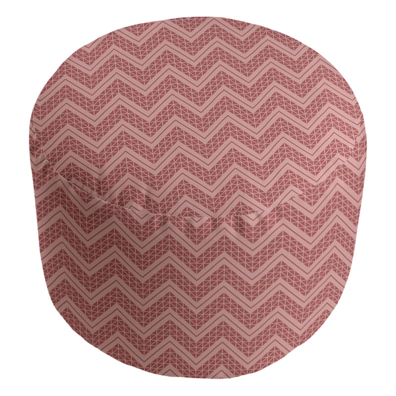 Upholstered Pouf, Red/Gray