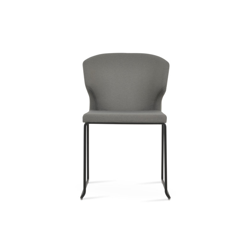 Amed Metal Stackable Dining Chair, ERA Gray, Black