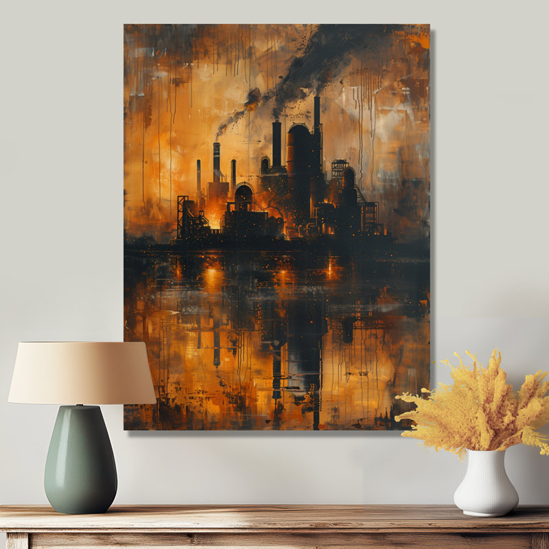 Jaune et noir - Fabrication industrielle - usines - décoration murale, Black Picture Framed, 20" H x 12" W