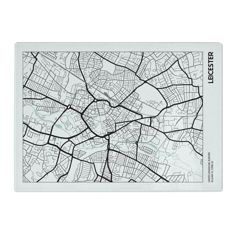 Map Leicester UK Chopping Board, 20cm W x 28.5cm L