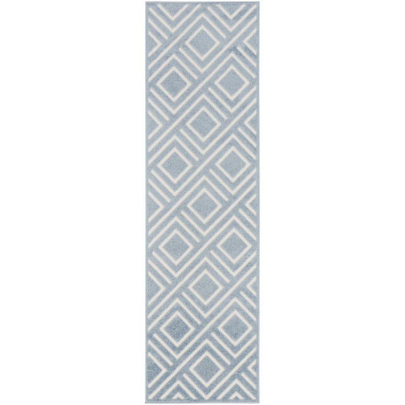 Ebern Designs Garp Blue Modern Indoor Rug, Runner 2' x 6'