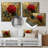 Red Rose Geometric Vintage Gold I - Rose Wall Art Living Room-1906512056-1906512001